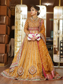 mustard golden bridal lehenga choli