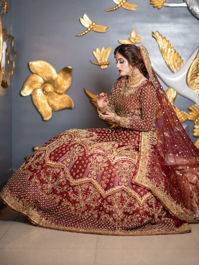 Deep Red Bridal Dress