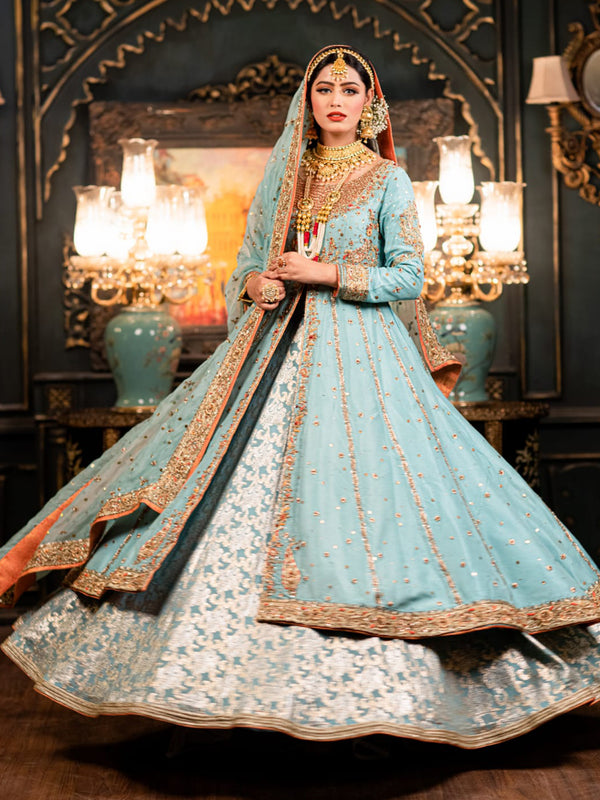 sky blue peshwas bridal dress