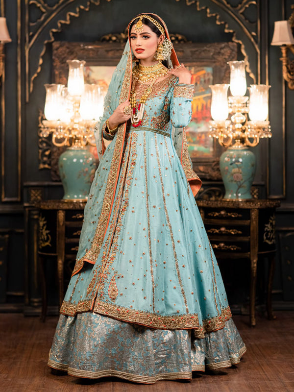 sky blue peshwas bridal dress