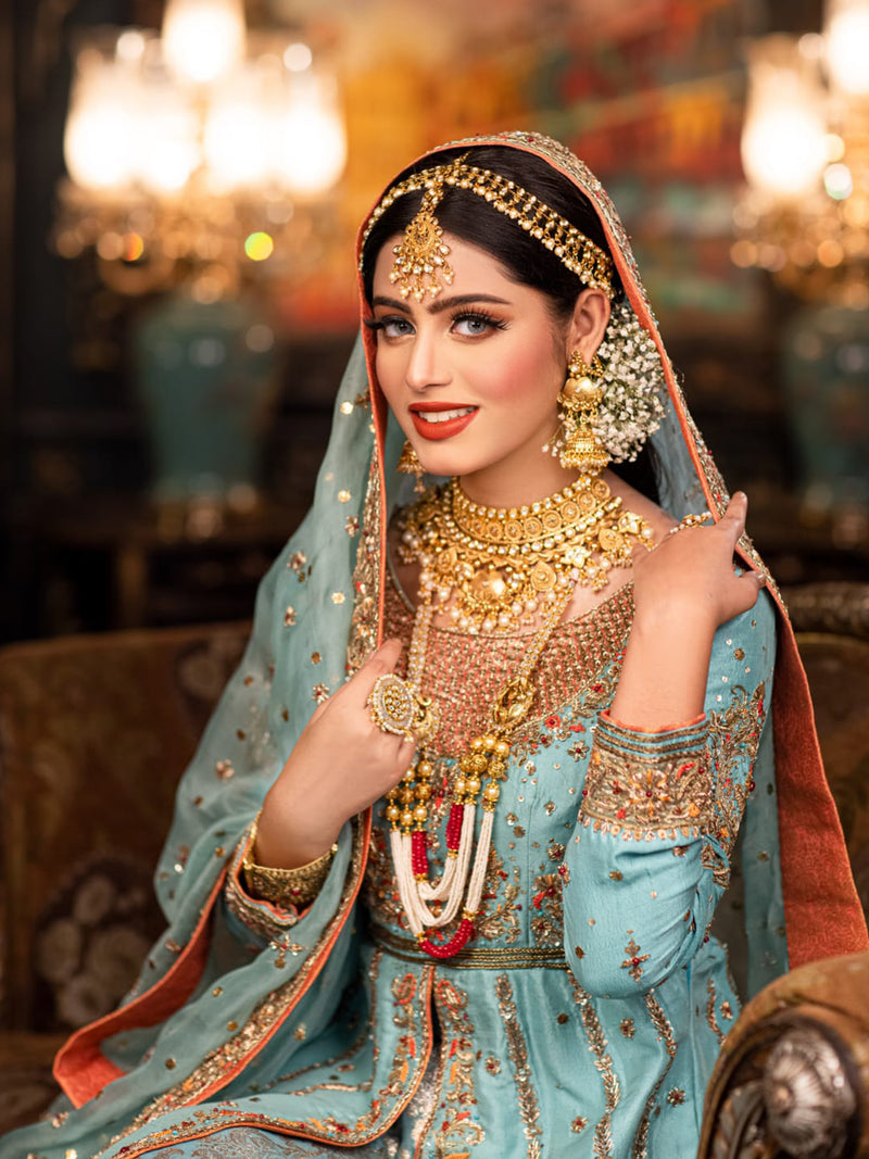 sky blue peshwas bridal dress