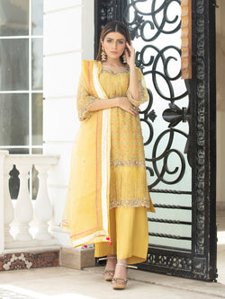 Yellow Pure Organza Outfit Sadia Aun Haute Couture