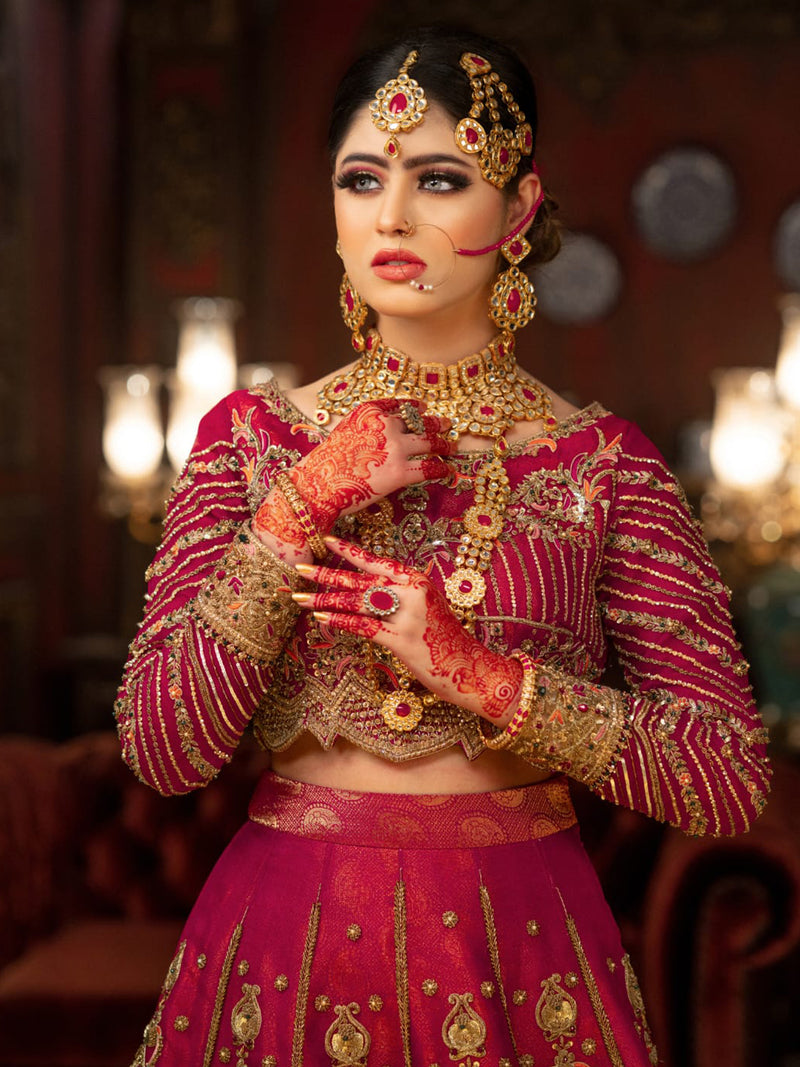 cherry red lehnga choli bridal dress