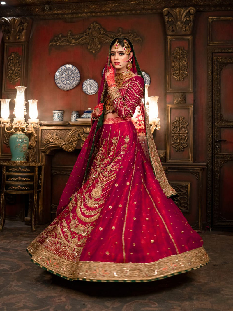 cherry red lehnga choli bridal dress