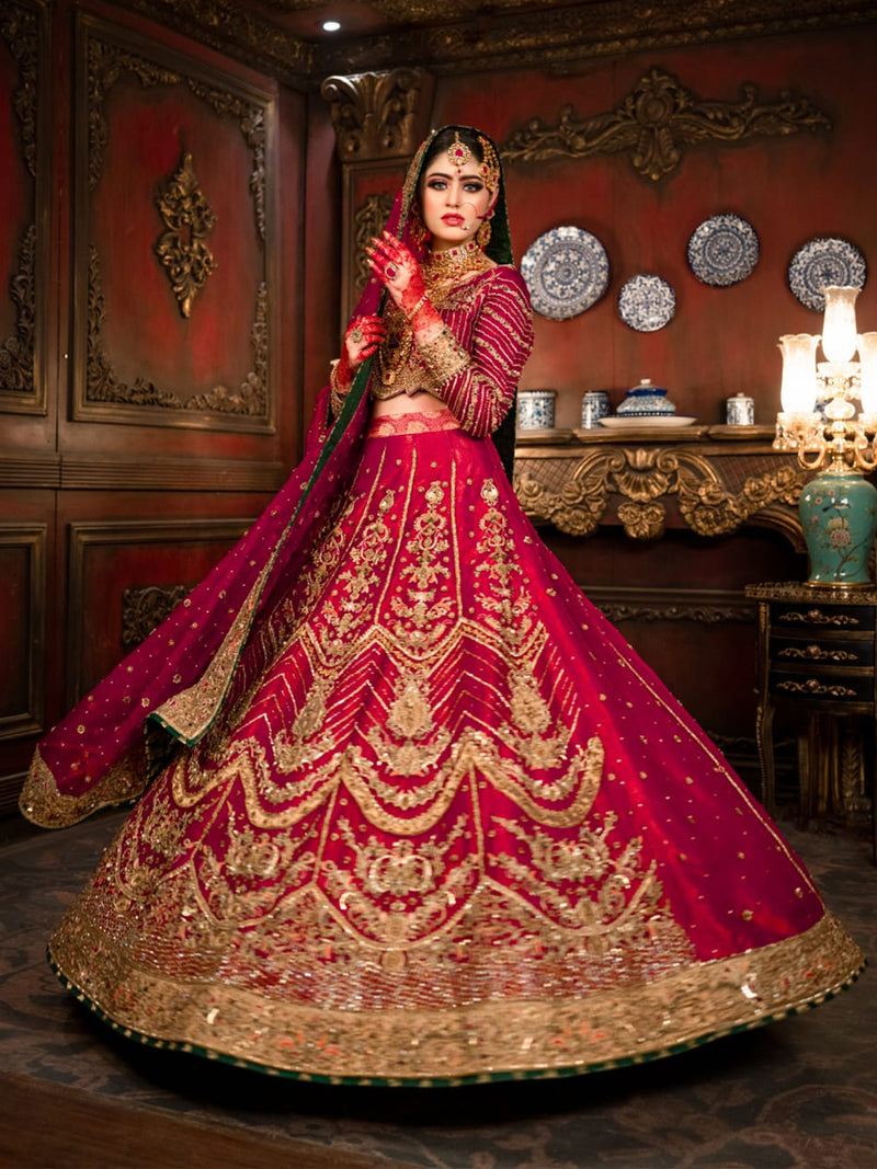 cherry red lehnga choli bridal dress